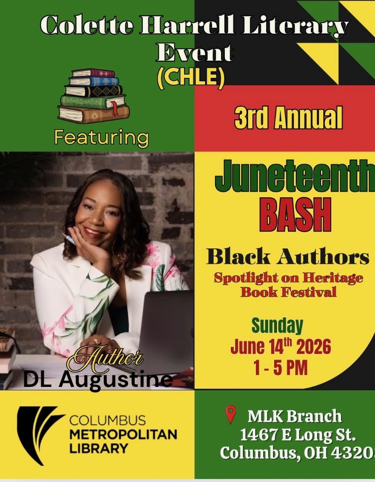 Colette Harrell Literary Event flyer featuring D.L. Augustine