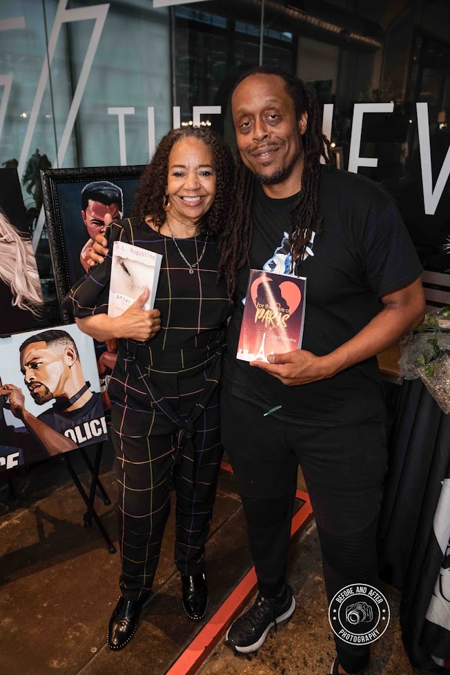 D.L. Augustine with a reader holding After This and For The Love of Paris