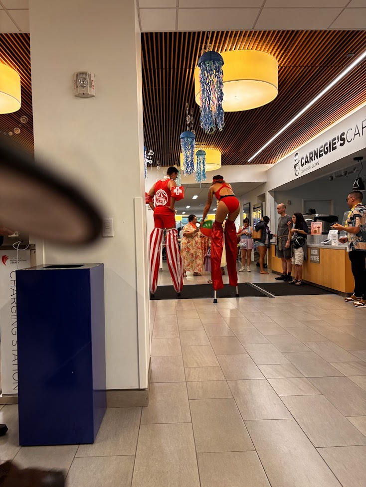 Festival performers in the library atrium