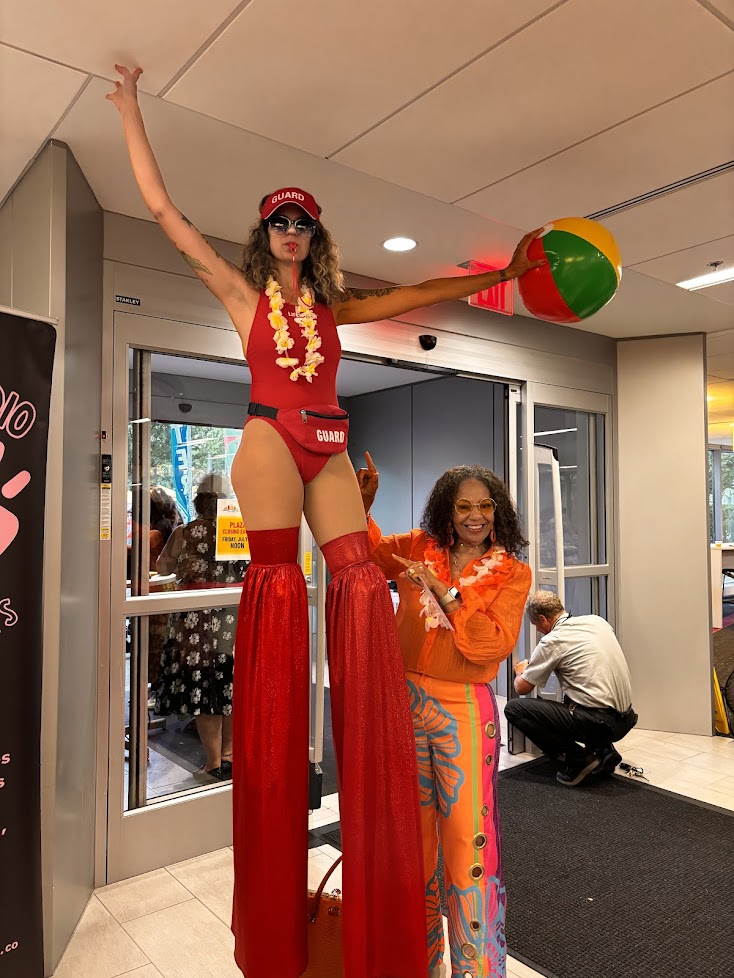 Festival fun with a stilt walker
